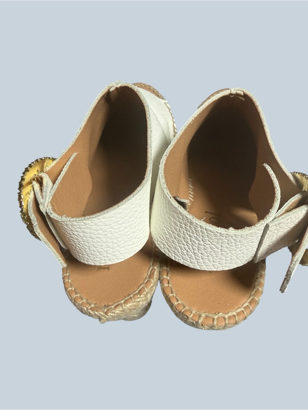 Maypol Made in Spain White Espadrille Wedge Sandals with Rhinestone Buckle - Picture 16 of 16